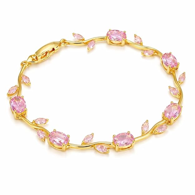 Pink Crystal Floral Vine Bracelet