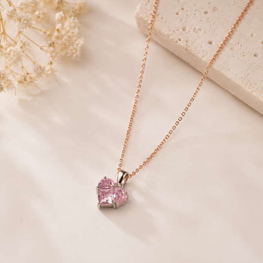 Pink Crystal Butterfly Pendant Necklace