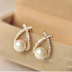 Anti-Tarnish Pearl Drop Stud Earrings for Women