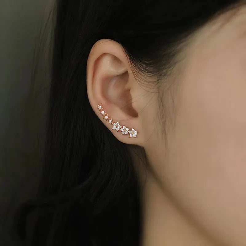 Anti-Tarnish Floral CZ Stud Earrings for Women