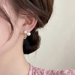 Anti-Tarnish Pearl & Green Stone Tulip Stud Earrings for Women